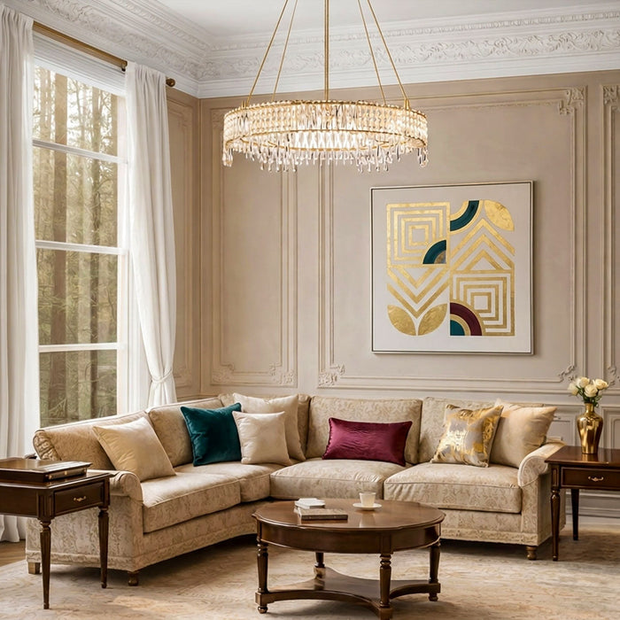 Erika LED Pendant 46W Tri Colour Gold & Crystal - ERIKA PE1T-GD