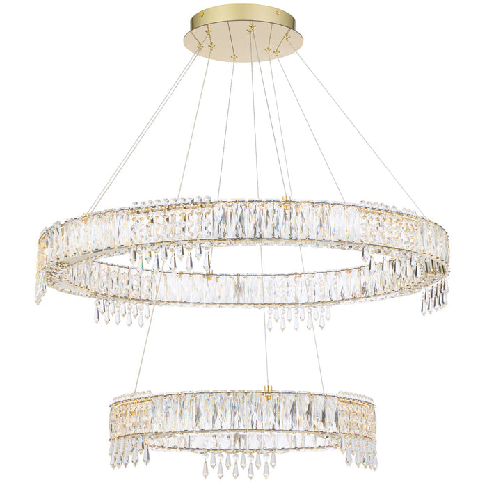 Erika LED 2 Tier Pendant 74W Tri Colour Gold & Crystal - ERIKA PE2T-GD