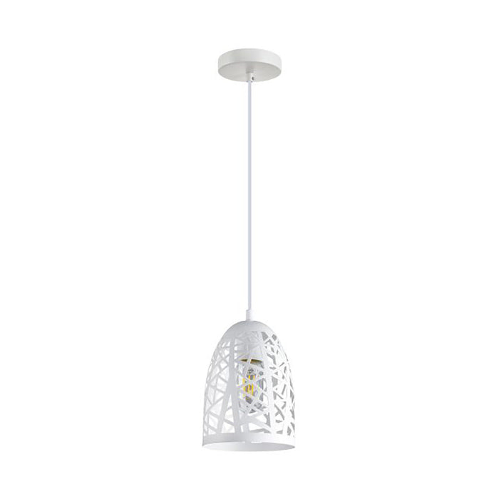 Buy Pendant Lights Australia Interior Iron Cage Ellipse Shape 1 Light Pendant White - ESCAMA2