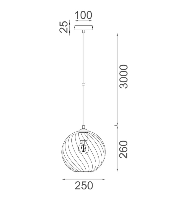Espiral Wine Glass Shade Wavy Finish Round Pendant Smokey Black - ESPIRAL1