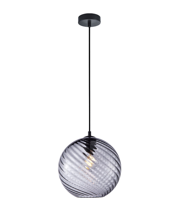 Espiral Wine Glass Shade Wavy Finish Round Pendant Smokey Black - ESPIRAL1