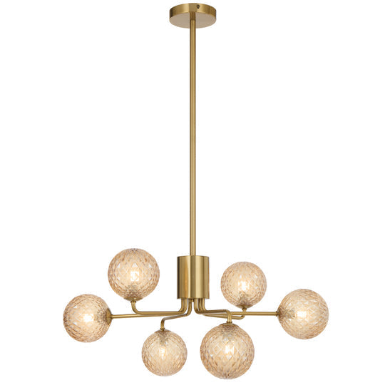 Felton 6 Light Pendant Antique Gold & Amber - FELTON PE06AGAMT