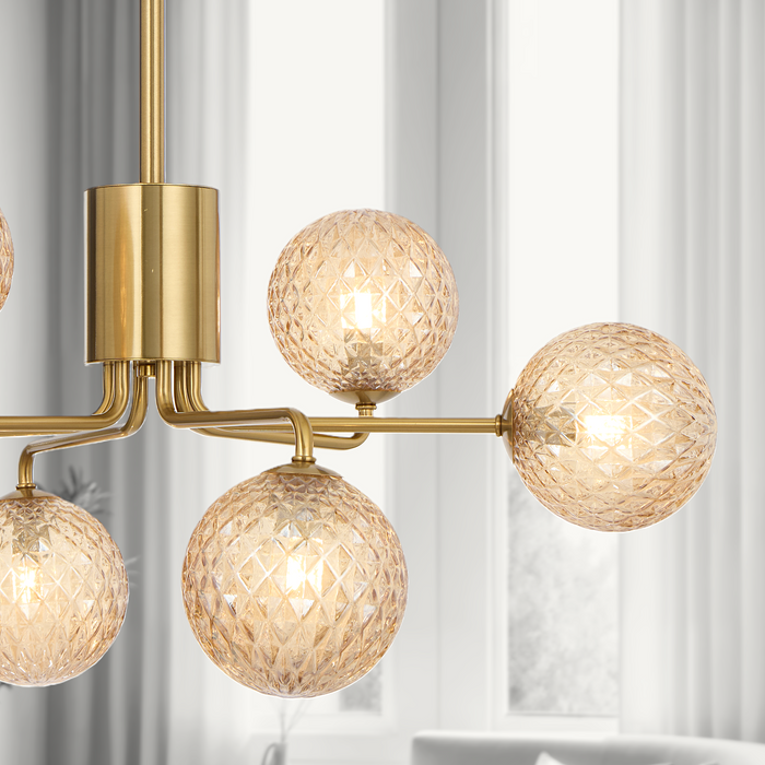 Felton 6 Light Pendant Antique Gold & Amber - FELTON PE06AGAMT