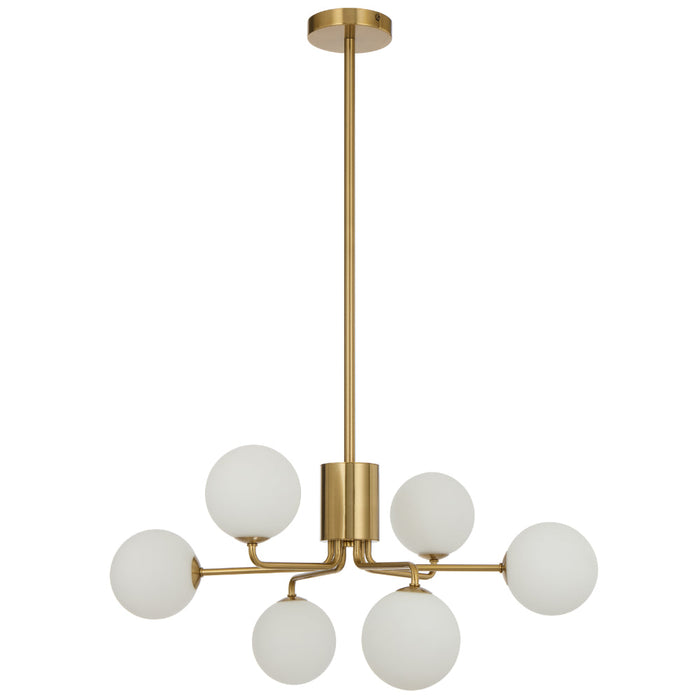 Felton 6 Light Pendant Antique Gold & Opal Matt - FELTON PE06AGOM