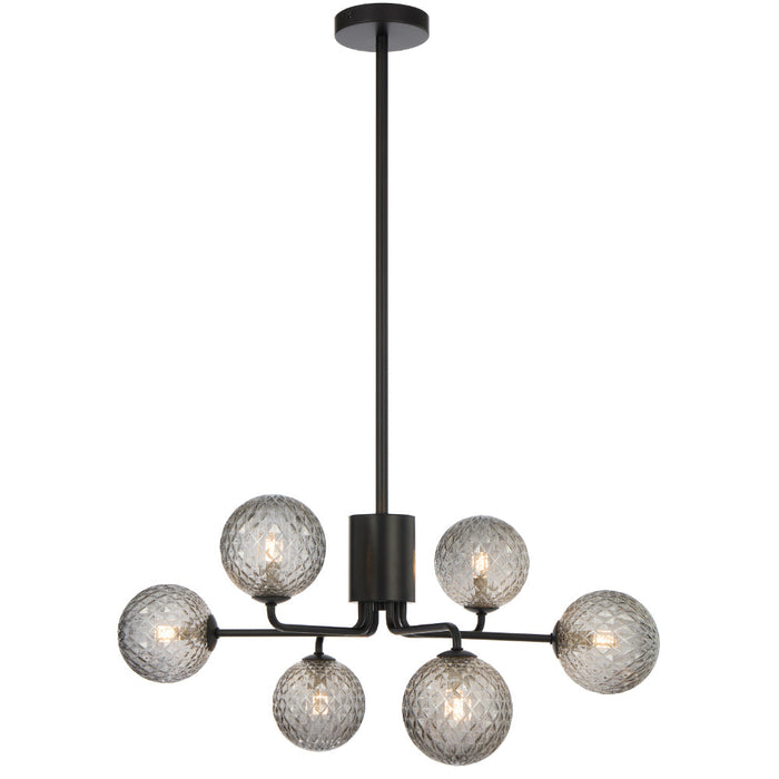 Felton 6 Light Pendant Black & Smoke Tear - FELTON PE06BKSMT