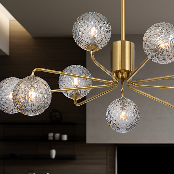 Felton 9 Light Pendant Antique Gold & Smoke Tear - FELTON PE09AGSMT
