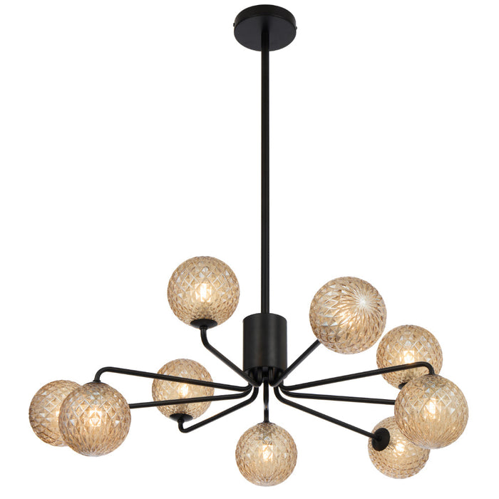 Felton 9 Light Pendant Black & Amber - FELTON PE09BKAMT
