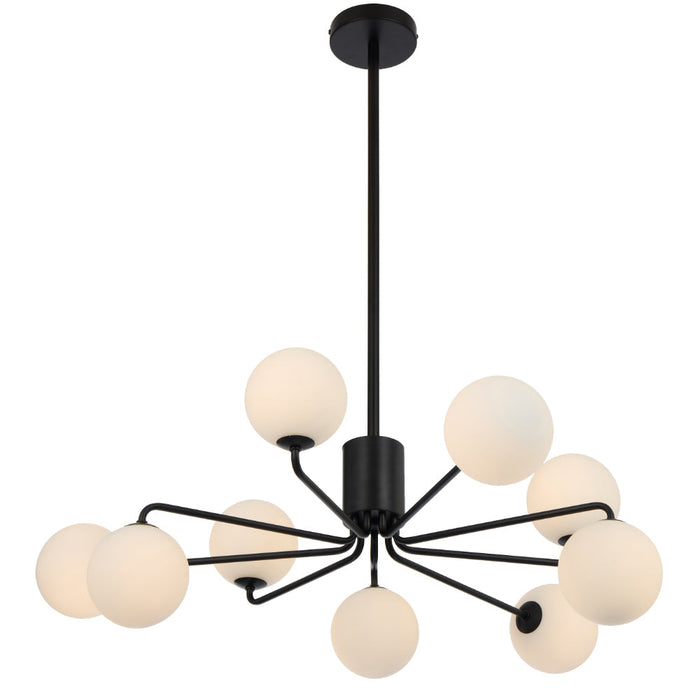 Felton 9 Light Pendant Black & Opal Matt - FELTON PE09BKOM