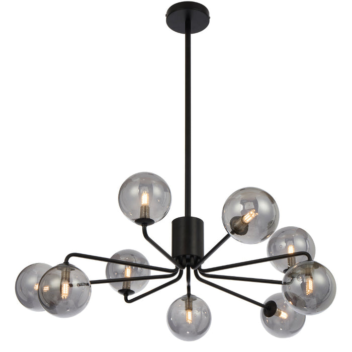Felton 9 Light Pendant Black & Smoke - FELTON PE09BKSM