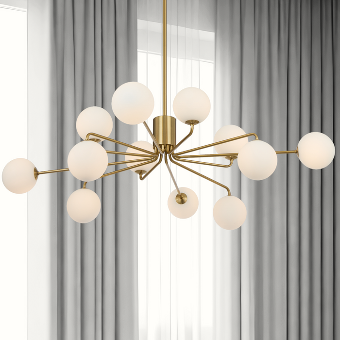 Felton 12 Light Pendant Antique Gold & Opal Matt - FELTON PE12AGOM