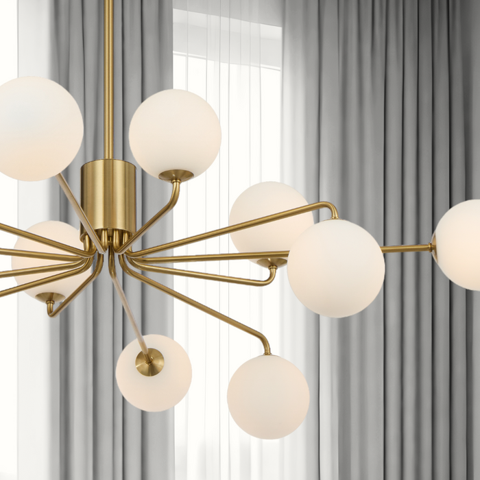 Felton 12 Light Pendant Antique Gold & Opal Matt - FELTON PE12AGOM
