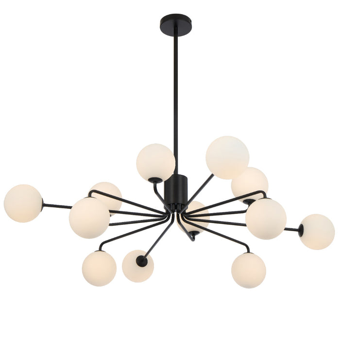 Felton 12 Light Pendant Black & Opal Matt - FELTON PE12BKOM