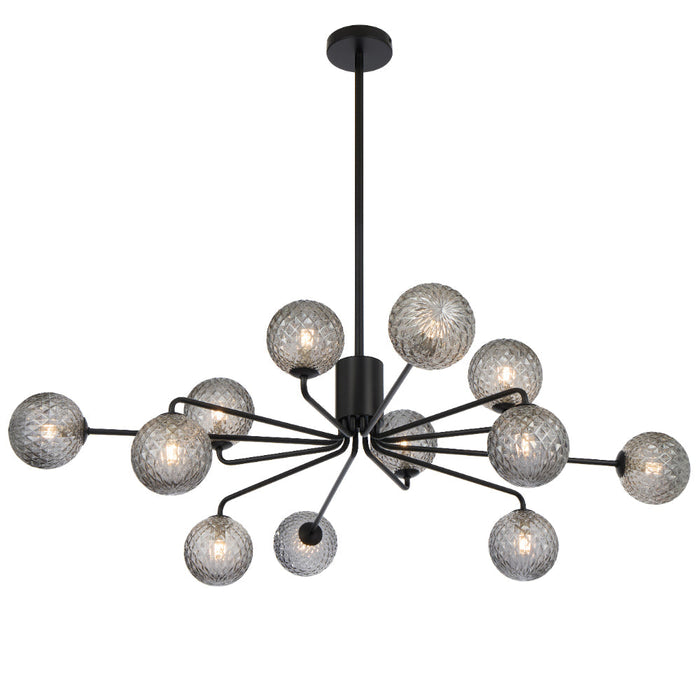 Felton 12 Light Pendant Black & Smoke Tear - FELTON PE12BKSMT