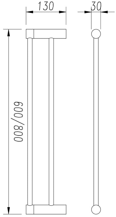 Finesa 600mm Double Towel Rail Modern Brass - 6831BB