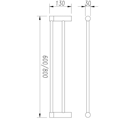 Finesa 800mm Double Towel Rail Matte Black - 6832BL
