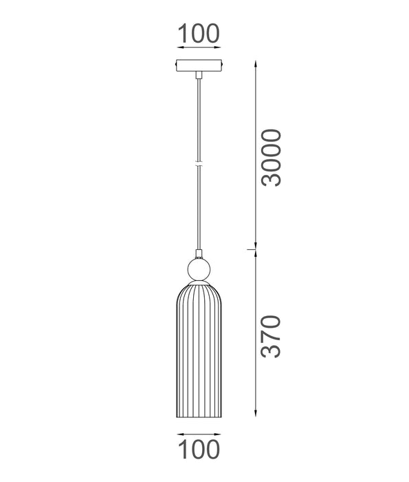 Flauta Round Top Cylinder Ribbed Pendant Light Smokey Black - FLAUTA1