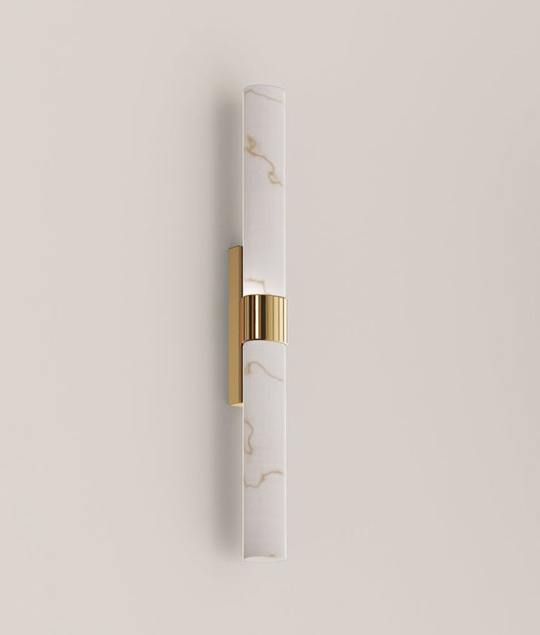 Flecha Large LED Wall Light Curved Faux Marble With Veining Effect 14W Tri Colour Brass - FLECHA1L