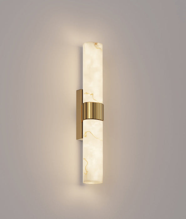 Flecha Medium LED Wall Light Curved Faux Marble With Veining Effect 9W Tri Colour Brass - FLECHA1M