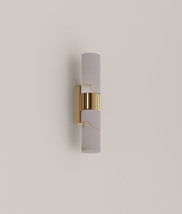 Flecha Small LED Wall Light Curved Faux Marble With Veining Effect 6.3W Tri Colour Brass - FLECHA1S