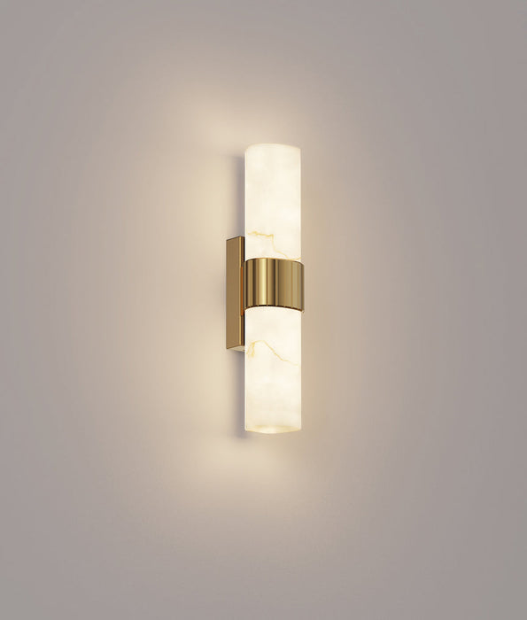 Flecha Small LED Wall Light Curved Faux Marble With Veining Effect 6.3W Tri Colour Brass - FLECHA1S