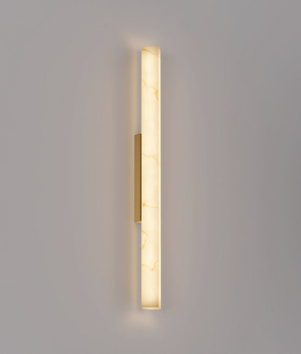 Flecha Large LED Wall Light Angled Faux Marble With Veining Effect 14W Tri Colour Brass - FLECHA2L