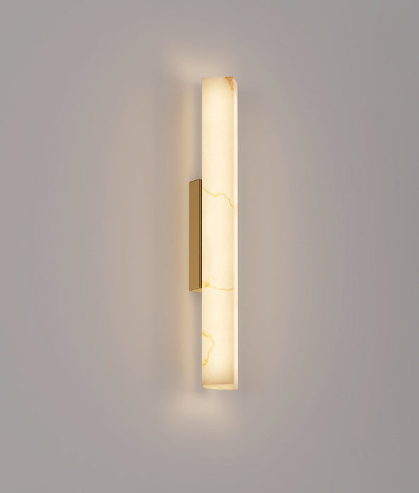 Flecha Medium LED Wall Light Angled Faux Marble With Veining Effect 9W Tri Colour Brass - FLECHA2M