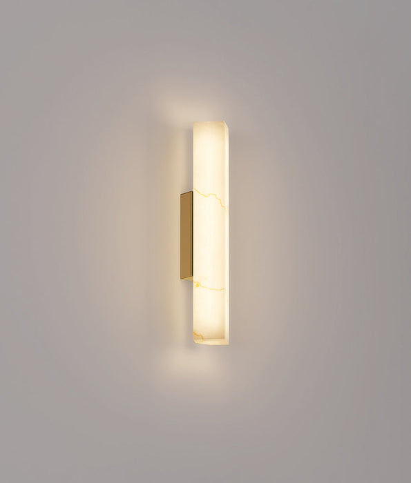 Flecha Small LED Wall Light Angled Faux Marble With Veining Effect 6.3W Tri Colour Brass - FLECHA2S
