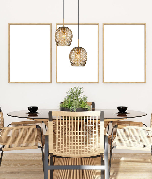Fossetta Pendant Light Iron & Glass Amber - FOSSETTA1