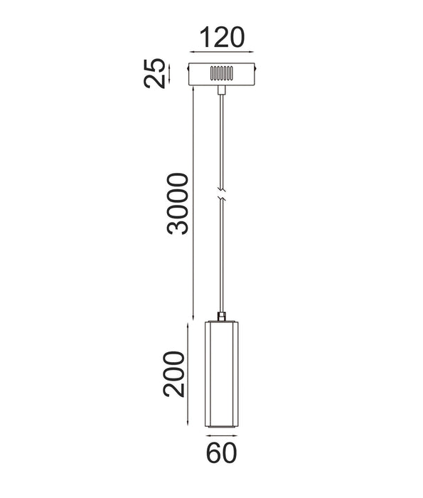 Freccia LED Curve Cylinder Pendant Light 3W Tri Colour Clear Glass - FRECCIA2
