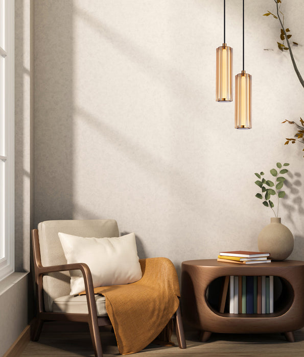 Freccia LED Curve Cylinder Pendant Light 3W Tri Colour Amber Glass - FRECCIA3