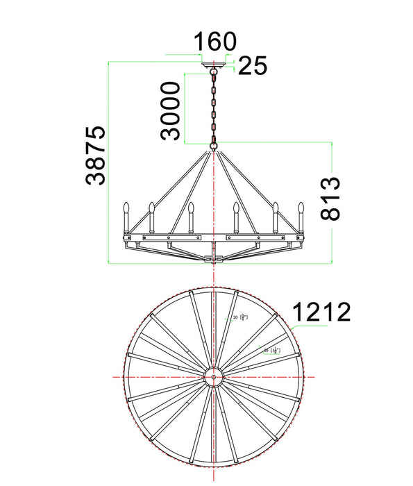 Funale 12 Light  Pendant Natural Wood - FUNALE3