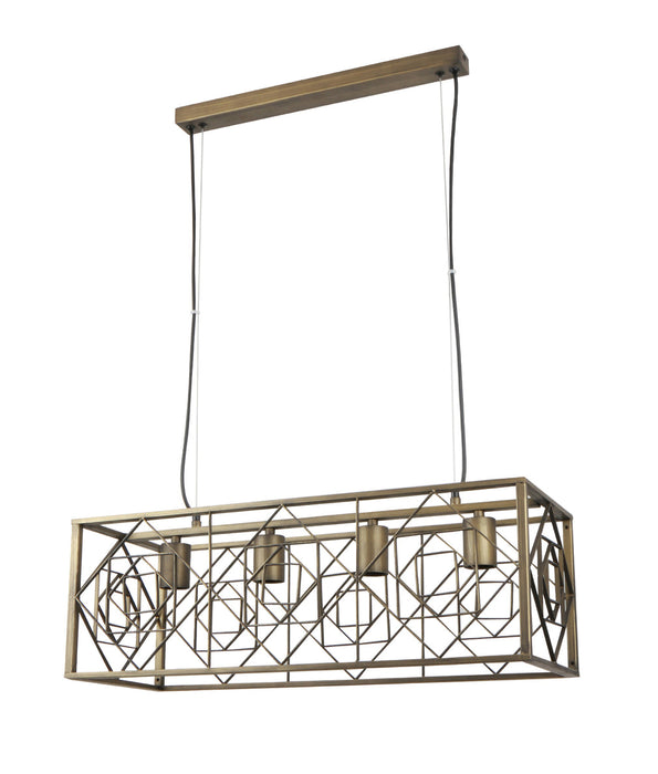Gagga Rectangular Cage Pendant Light Antique Brass - GAGGIA1