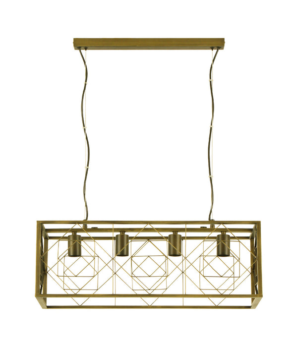 Gagga Rectangular Cage Pendant Light Antique Brass - GAGGIA1