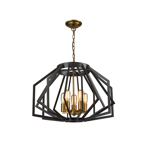 Buy Pendant Lights Australia Gamba 5 Light Oiled Bronze Wide Cage Pendant - GAMBA1