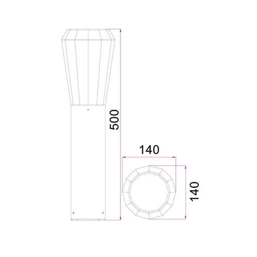 Buy Bollard Lights Australia GEB Exterior LED Bollar Dark Grey 13W 3000K IP54 500mm - GEB2