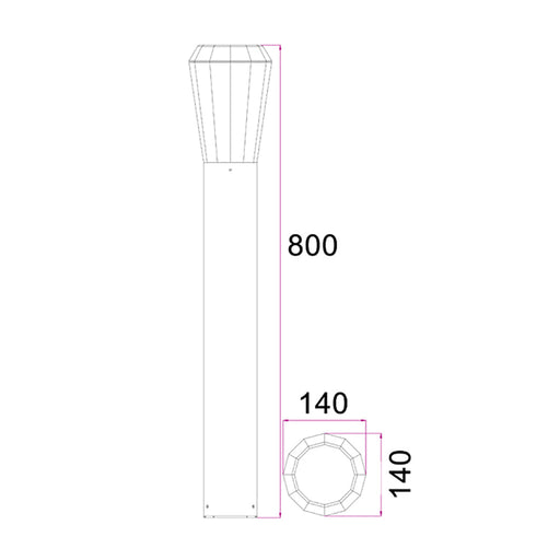 Buy Bollard Lights Australia GEB Exterior LED Bollar Dark Grey 13W 3000K IP54 800mm - GEB3