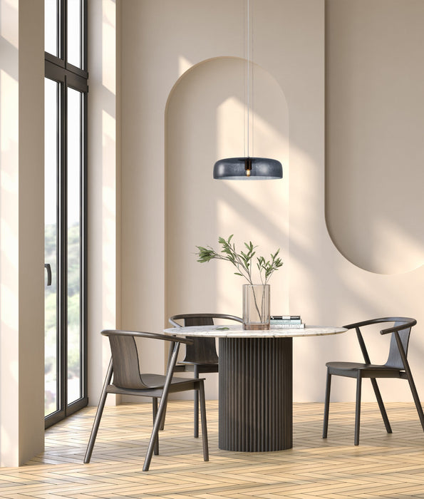 Gelatina Dome Glass With Brass Highlight Pendant Smokey Black - GELATINA1