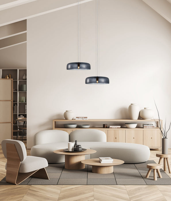 Gelatina Dome Glass With Brass Highlight Pendant Smokey Black - GELATINA1