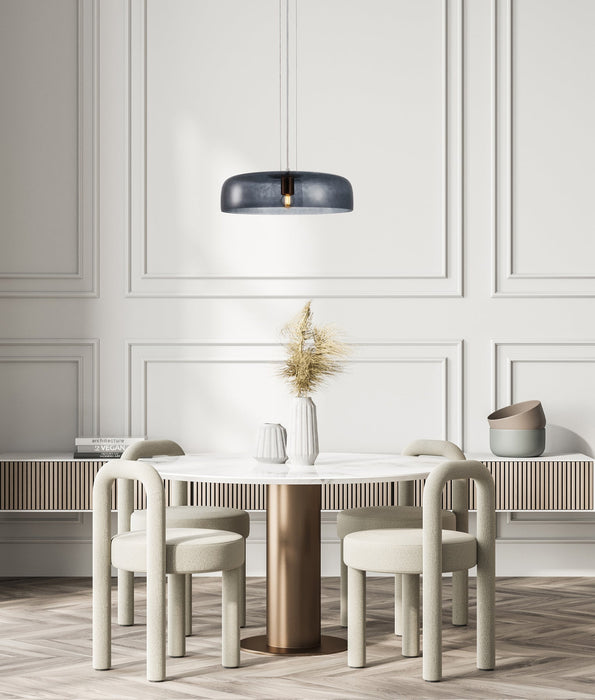 Gelatina Dome Glass With Brass Highlight Pendant Smokey Black - GELATINA1