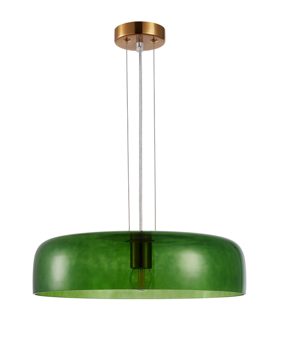 Gelatina Dome Glass With Brass Highlight Pendant Green - GELATINA3