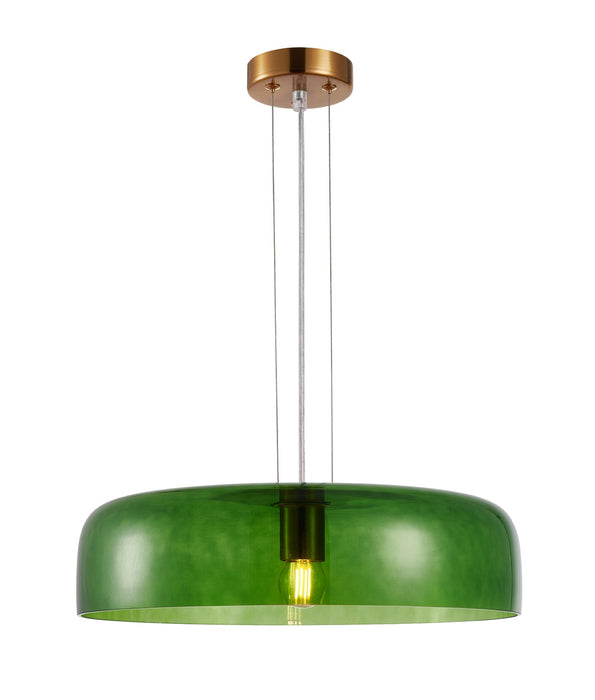 Gelatina Dome Glass With Brass Highlight Pendant Green - GELATINA3