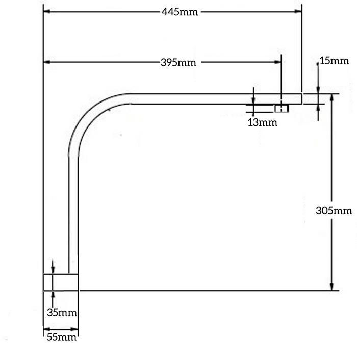 Deko Heavy Duty Gooseneck Shower Arm Black - GN-SS-3145HDX-BL