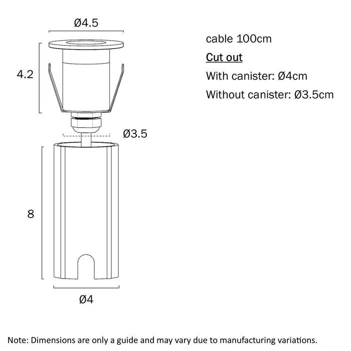 Halon LED Inground Light 24V 1W 3000K  Stainless Steel - HALON G1-SS324