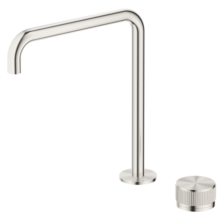 Mica Fluted Soft-Square Hob Sink/Basin Mixer Set Brushed Nickel - HSK-6-NR-R90-BN