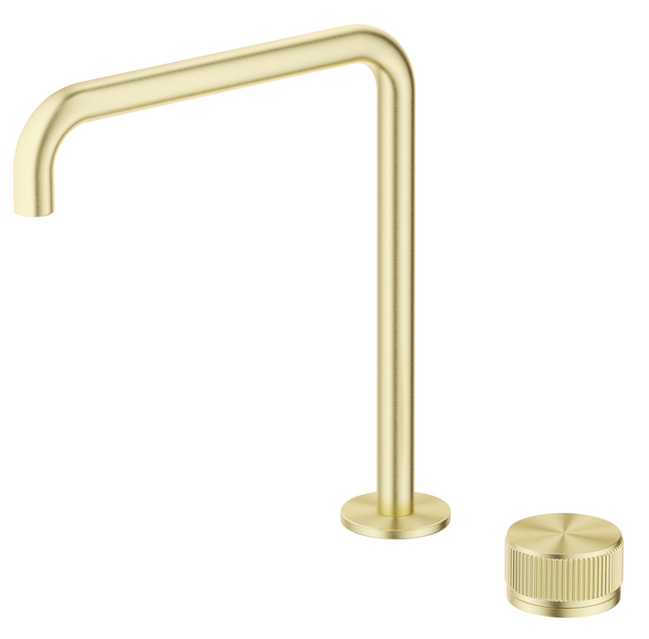 Mica Fluted Soft-Square Hob Sink/Basin Mixer Set French Gold - HSK-6-NR-R90-FG