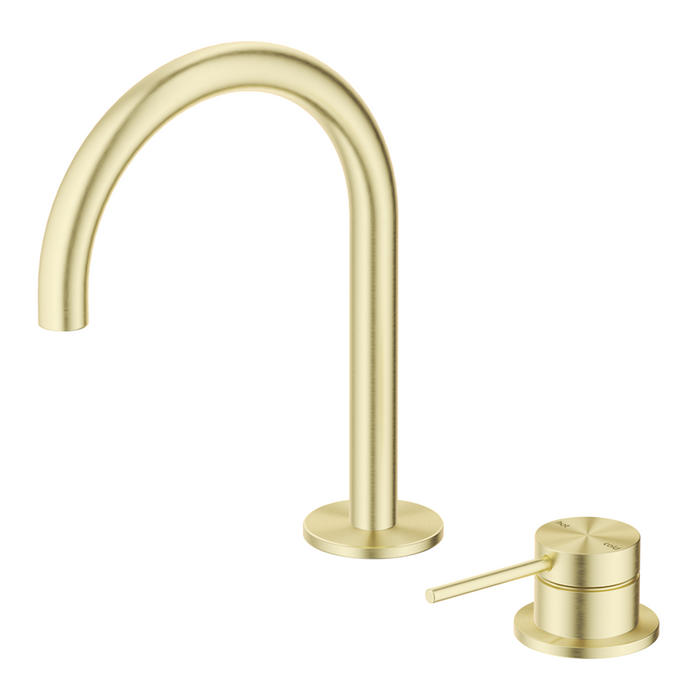 Mica Gooseneck Hob Basin Mixer Set French Gold - HSB-5-FG