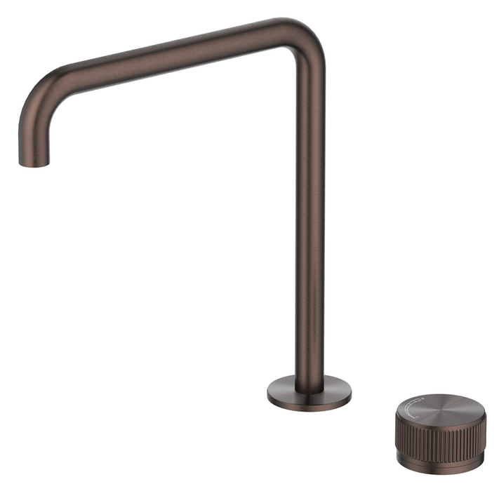 Mica Fluted Soft-Square Hob Sink/Basin Mixer Set Dusk Bronze - HSK-6-NR-R90-DB