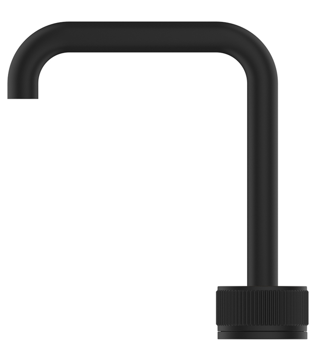 Mica Fluted Soft-Square Hob Basin Mixer Set Black - HSB-6-NR-R90-BLK