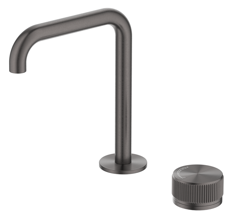 Mica Fluted Soft-Square Hob Basin Mixer Set Gunmetal - HSB-6-NR-R90-GM