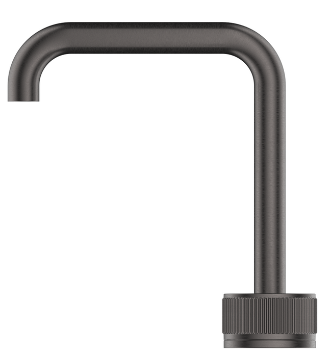 Mica Fluted Soft-Square Hob Basin Mixer Set Gunmetal - HSB-6-NR-R90-GM